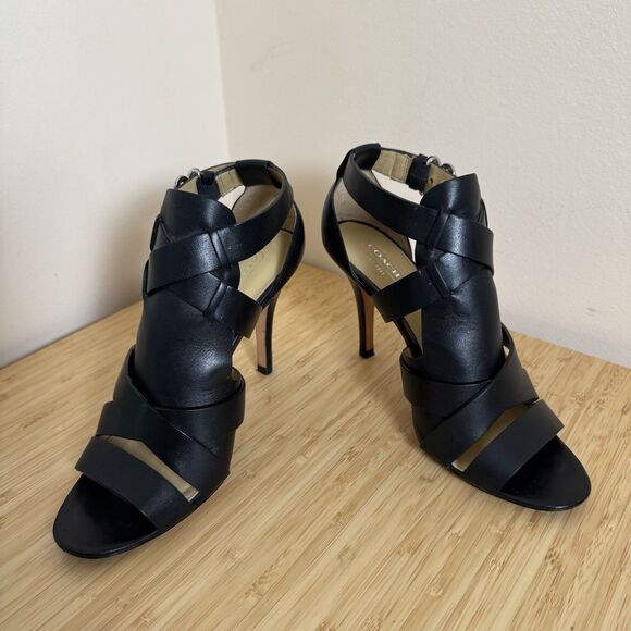 Coach "MILA" Black Leather Dressy 3" Heels Size 8 B - Picture 8 of 8